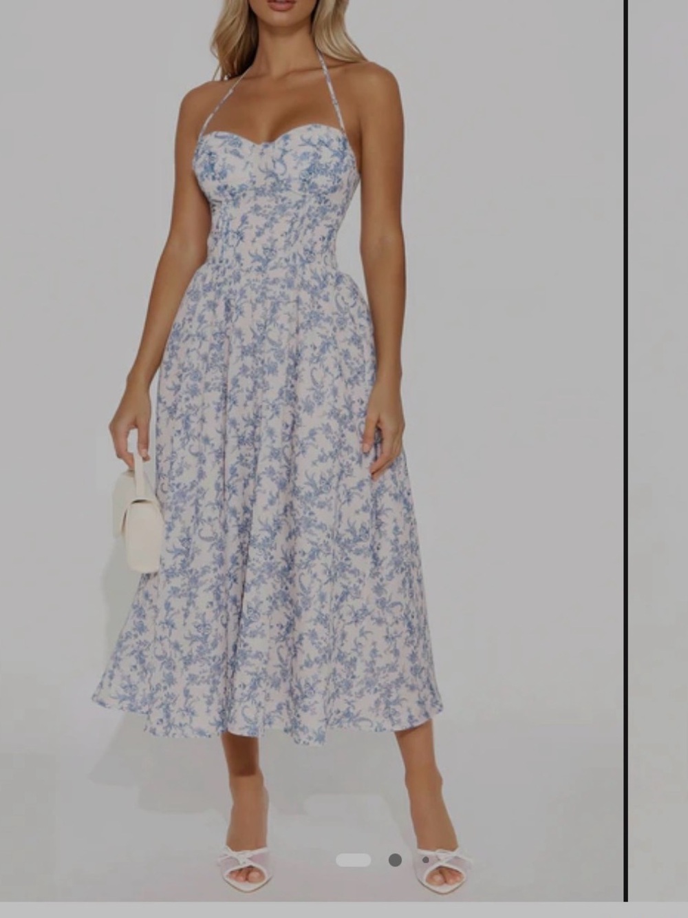 cleo Blue and White Floral Corset Midi Dress- brand new